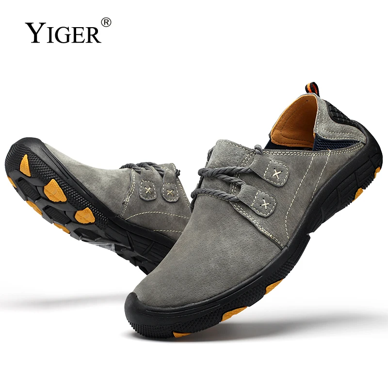 Мужская повседневная обувь YIGER весенние лоферы из натуральной кожи на шнуровке