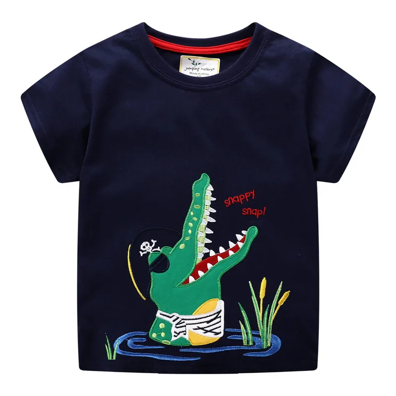 Jumping meter/детская одежда для мальчиков хлопковые футболки с рисунком машины для мальчиков и девочек, топы, летняя одежда для малышей футболки для мальчиков - Цвет: T6100 navy