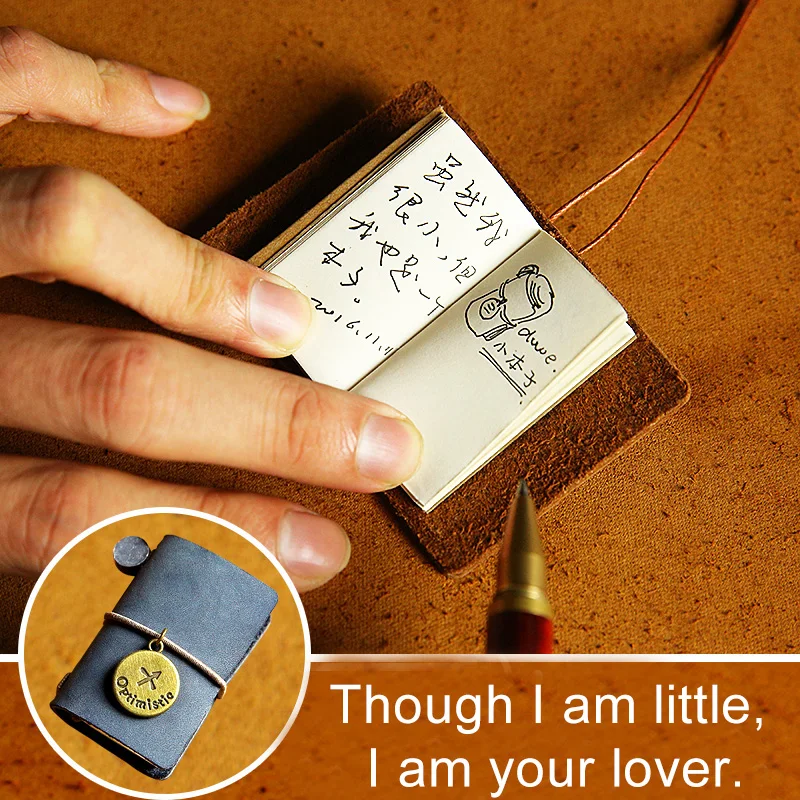 

Paperboat Super mini traveler portable retro notebook diary hand Notepad genuine leather writing pads book travel journal