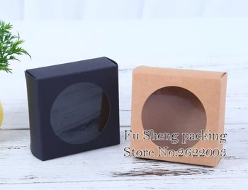 

Square Kraft paper gift box package with clear pvc window,candy favors arts&krafts display package box,Gift pancake biscuit Box