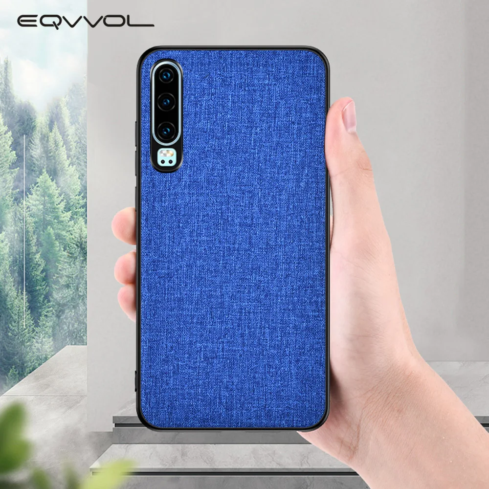 Eqvvol холст чехол для Huawei P20 P30 Pro ткань текстура Mate 10 20 Lite Nova 3 4 3i Мягкий защитный
