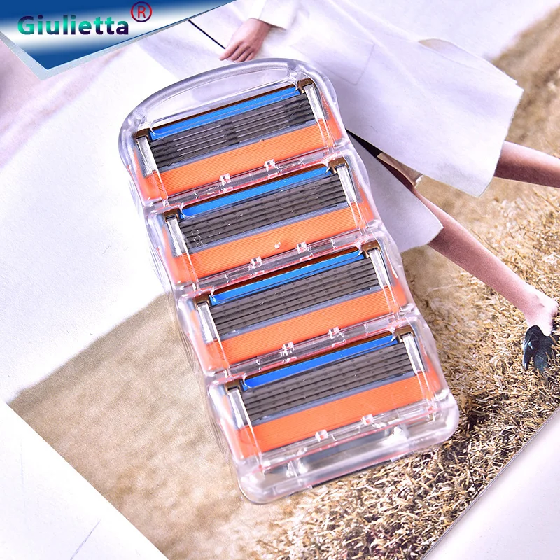

4pcs/pack Professional Shaving 5 Layers Sharp Razor Blades Compatible for Gillettee Fusione Handle For Men Face Care