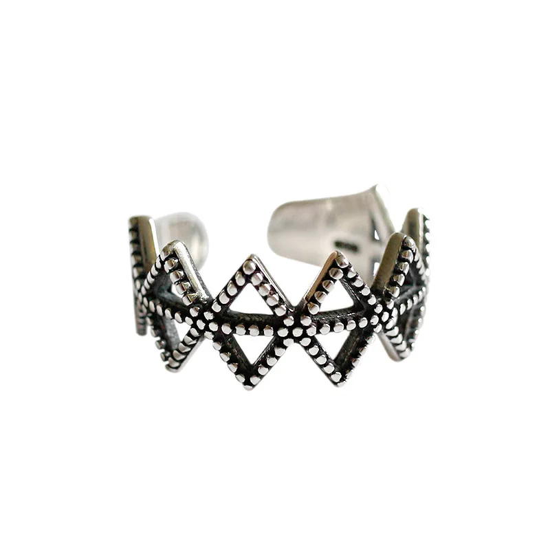 DIEERLAN 925 Sterling Silver Geometric Rings for Women Gift Ladies Fashion Punk Jewelry Open Retro Antique Rings Anillos