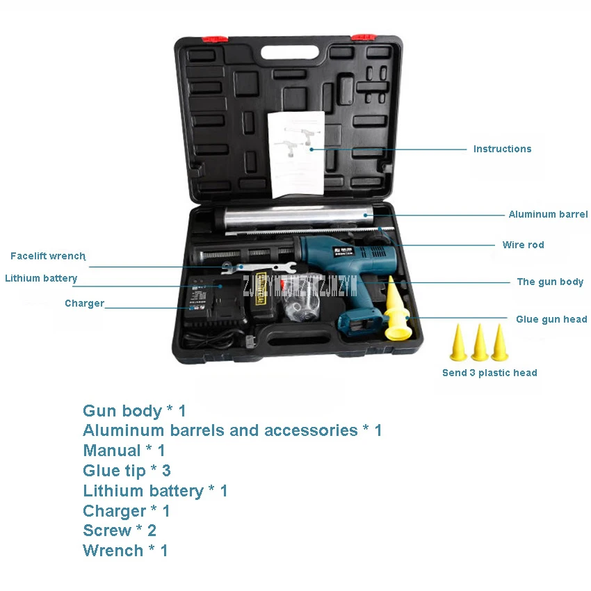 FUJ-DJQ-001, литиевая батарея, колбаса и картридж, герметик, электрический стеклянный клеевой пистолет 14-18 в 4.0Ah 6000N