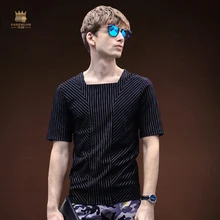 FANZHUAN, дизайнерская брендовая мужская футболка высокого качества, Модная тонкая полосатая футболка с коротким рукавом, Мужская брендовая одежда