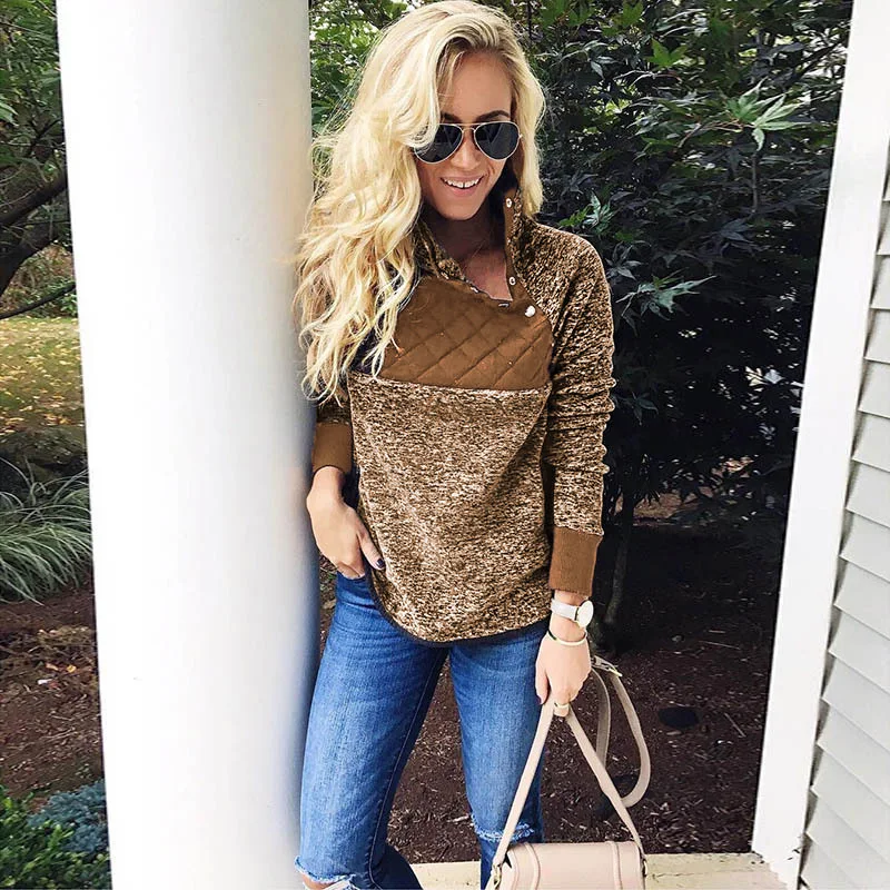 Autumn Winter Turtleneck Faux Fur Women Autumn Button Patchwork Warm Soft Plush Sweatshirts Oversized Tops Autumn Winter Turtleneck Faux Fur Women Autumn Button Patchwork Warm Soft Plush Sweatshirts Oversized Tops
