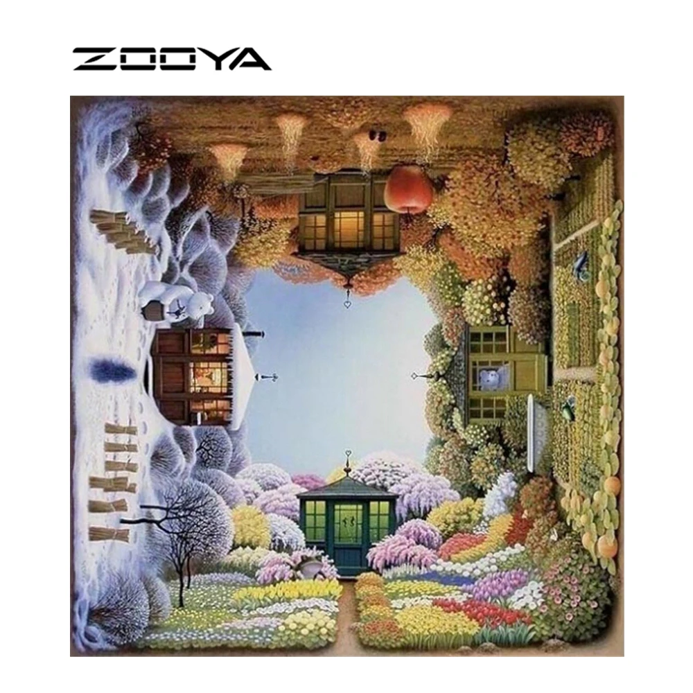 ZOOYA Алмазная вышивка весна лето осень зима Замена диаграмма картина для