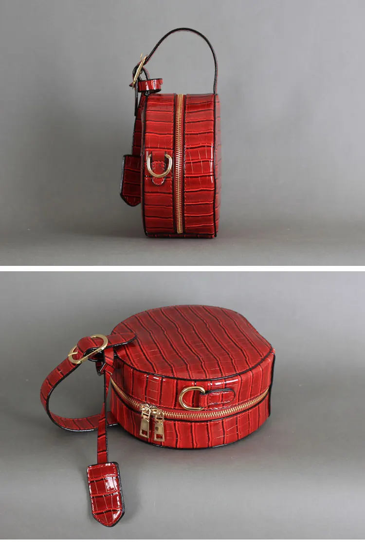 NIGEDU vintage Circular Women Handbags Famous Brand Crocodile Tote Bag  Alligator Ladies Chain Crossbody Bags PU Leather girls Messenger Bags (4)