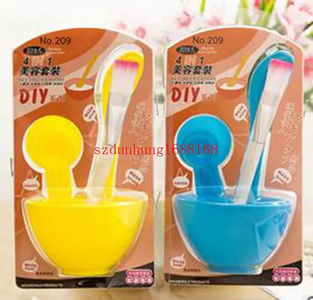 Cheap 300 Sets Free Shipping New 4 in 1 Beauty DIY Facial Mask Tool Bowl Set Mixing Bowl Brush And Meter Make Up Tool