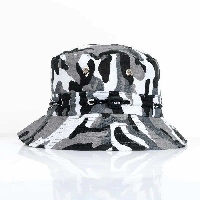 

Brand Camouflage Bucket Hat Military Bob Panama Hats Basic Solid Cap Hats With Elastic Rope For Hiking Climbing Camping YY103