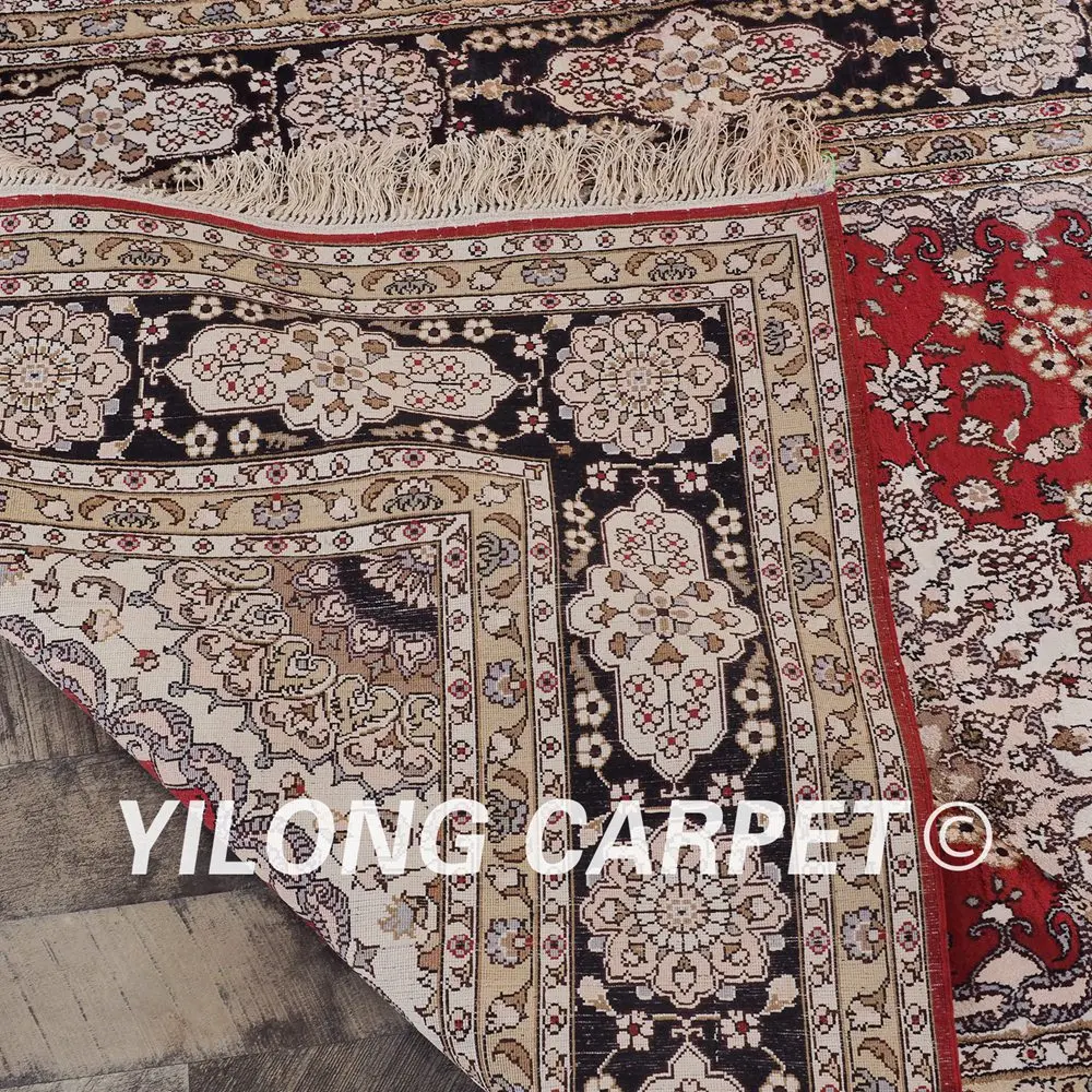 YILONG 5 'x 8' красный роскошный персидский традиционный шелковый ковер изысканные