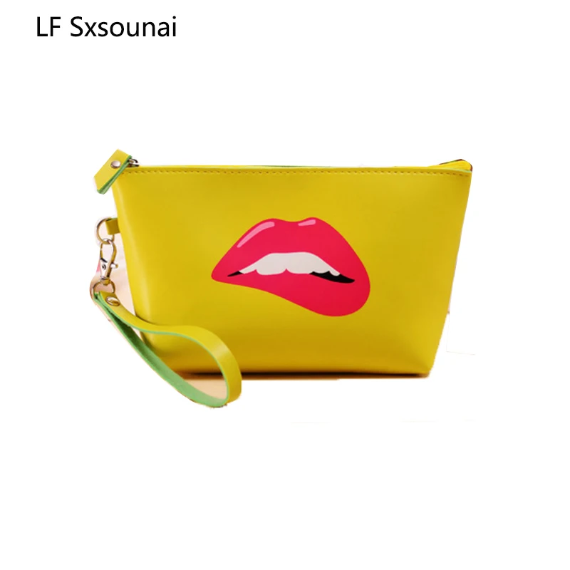 LF Sxsounai косметички с разноцветным узором милые Косметика PU хранения сумка для путешествий дамы мешок Для женщин косметичка моды