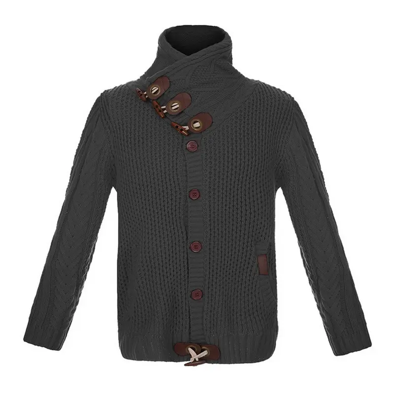 HEFLASHOR мужской свитер с пряжкой кардиган Осенняя мода Повседневный теплый толстый хеджирующий водолазка вязаный джемпер свитер