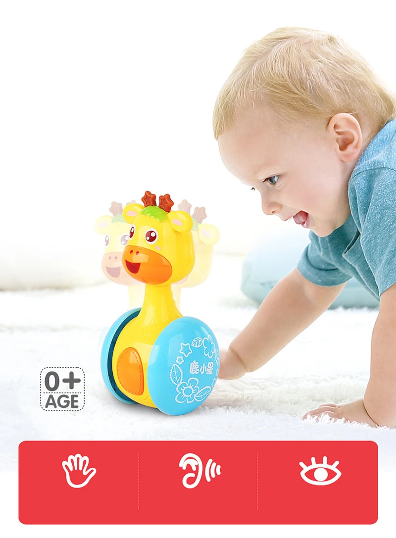 Baby Rattles Sliding Tumbler Doll Cute Pet Image Sweet Bell Music Roly-poly Puzzle Early Education Baby Toys Gift T0725 (5)