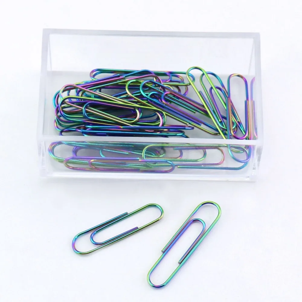 TUTU Design Ideas Glimmer Large Paperclips rainbow Steel Paper Clips Multi-Colored/Iridescent H0240