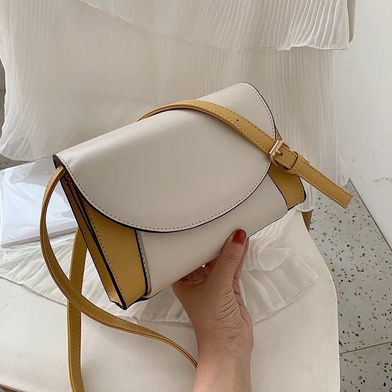 

Small Female New Fashion Contrast Color Small Square Simple Shoulder Messenger Bag Women Flap Brand Designer Crossbody Handbag