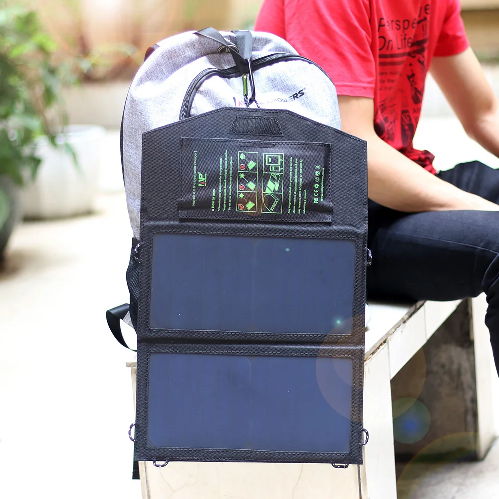 bilder für ALLPOWERS 14 Watt 5 V Solar-ladegerät für iPhone iPad Samsung Handys und Power Banken, Dual Usb-ausgang Schnellladung Solar-ladegerät. bilder für ALLPOWERS 14 Watt 5 V Solar-ladegerät für iPhone iPad Samsung Handys und Power Banken, Dual Usb-ausgang Schnellladung Solar-ladegerät.