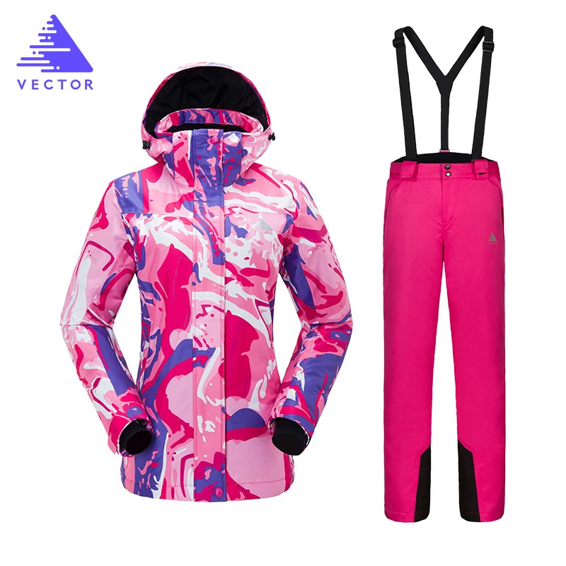 المرأة بدلة تزلج السراويل على الجليد مجموعات الرياضة في الهواء الطلق الدافئة يندبروف للماء التجفيف السريع تنفس الشتاء الإناث سترة تزلج