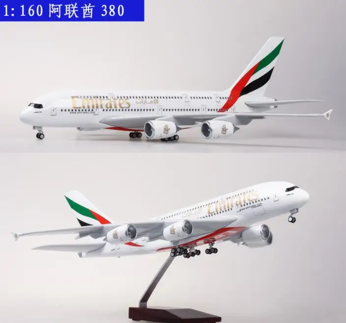 Около 43 см Boeing787 Airbus A380 самолет пластиковый Allory модель самолета EMIRATES ETIHAD QANTAS airфранция LUFTHANSA ANA AIRLINES - Цвет: Emirates