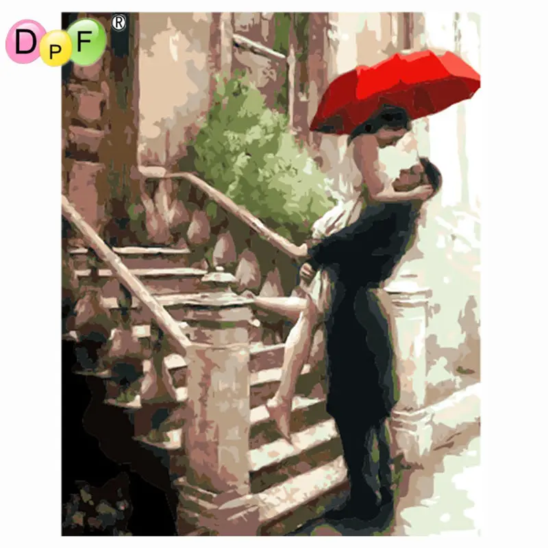 

DPF Digital Oil Painting By Numbers No Frame Paint On Canvas Wall Pictures For Living Room Wall Art Home Decor couple of love