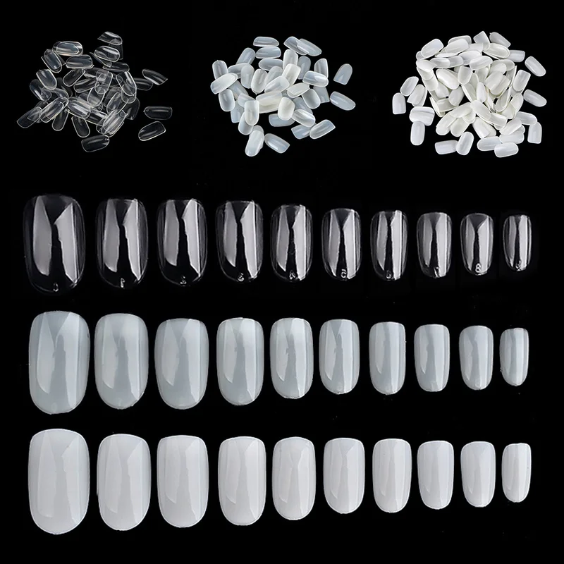 

600 pcs Nail Art Tips Acrylic UV Gel Fake Nails with False Nail Tips Full Round Fake