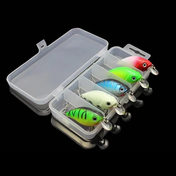 

5pcs/lot Fishing Lures Minnow Crank Bait Crankbait Bass baits set kit Tackle Treble Hook wobblers fishing pesca Fast shipping
