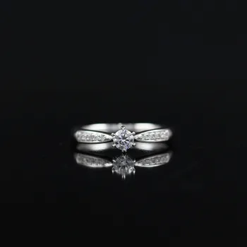 

LASAMERO 0. 19 CT FG/SI Round Cut Modern Design Natural Diamond Ring For Women 18k White Gold Certified Engagement Wedding Ring