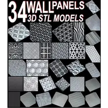 34 шт./компл. Декор стены панели 3D STL модели для ЧПУ ARTCAM ASPIRE MACH3
