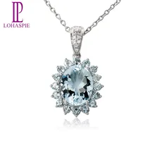 Lohaspie драгоценный камень, драгоценный камень, твердый, 18 K, белое золото, натуральная 2.04ct подвеска(кулон) цвета морской волны, ювелирные украшения для мартовского подарка на день рождения