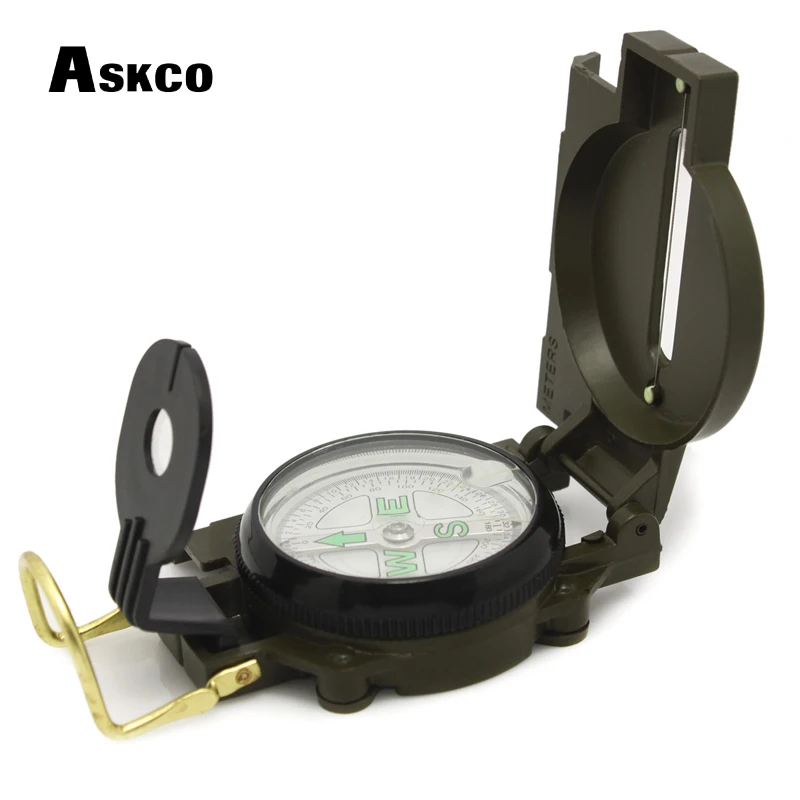 Askco портативный армейский зеленый складной объектив компас металлический военный марширующий линзатический походный компас - Цвет: Army Green