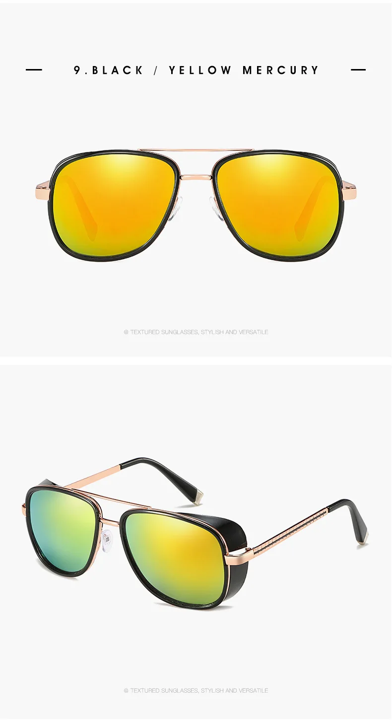 Стимпанк Тони Старк Железный человек 3 Солнцезащитные очки Мужские зеркальные дизайнерские Брендовые женские очки винтажные Красные линзы солнцезащитные очки UV400