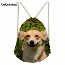 Coloranimal милый питомец собака для женщин мужчин маленький рюкзак сумка с Кулиской 3D вельш корги узор Молодежная девочка мальчик школьные сумки пляж рюкзак