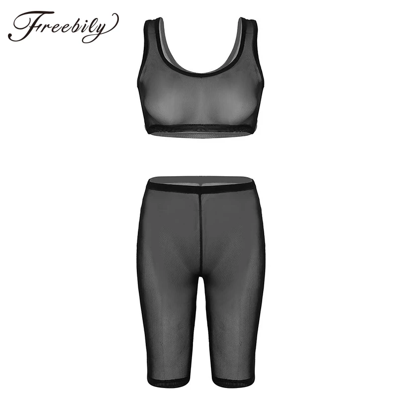 

2pcs/set mesh see through sheer crop top with shorts beach cover up summer Hollow Out bikini swimsuit bathing suit cover ups