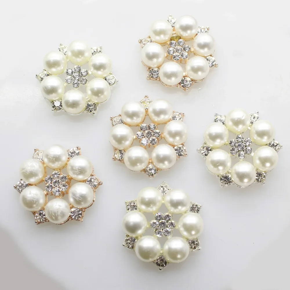Perla Y Diamantes De Imitación Decoración Adorno De boda de botón flatback 10 un