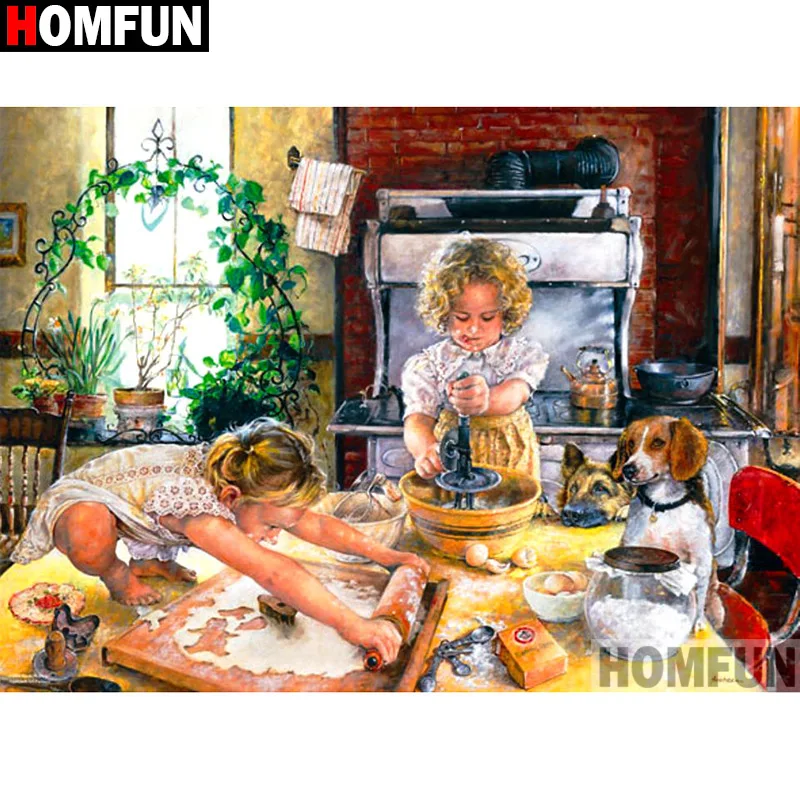 5D рукоделие HOMFUN алмазная живопись сделай сам вышивка крестиком Кухня девушки