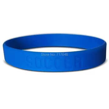 

100pcs Soccer Blue wristband silicone bracelets free shipping by epacket A