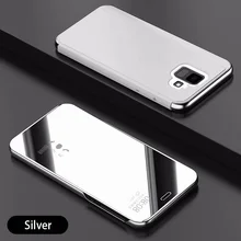 Espejo inteligente Flip para Samsung A7 2018 A6 A8 más J2 J4 J6 más J8 2018 cubierta de cuero para A3 A5 A7 J3 J5 J7 2016 de 2017 casos