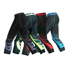 Для мужчин Pro сжатия быстросохнущая Cropped Running Колготки Капри Брюки поезд тренажерный зал Йога Фитнес, тренировки, Спорт Леггинсы UX37