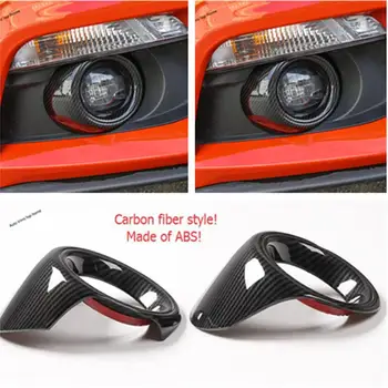 

Yimaautotrims Front Fog Lights Lamp Ring Cover Trim 2 Pcs Fit For Ford Mustang 2015 2016 2017 ABS Exterior Carbon Fiber Look