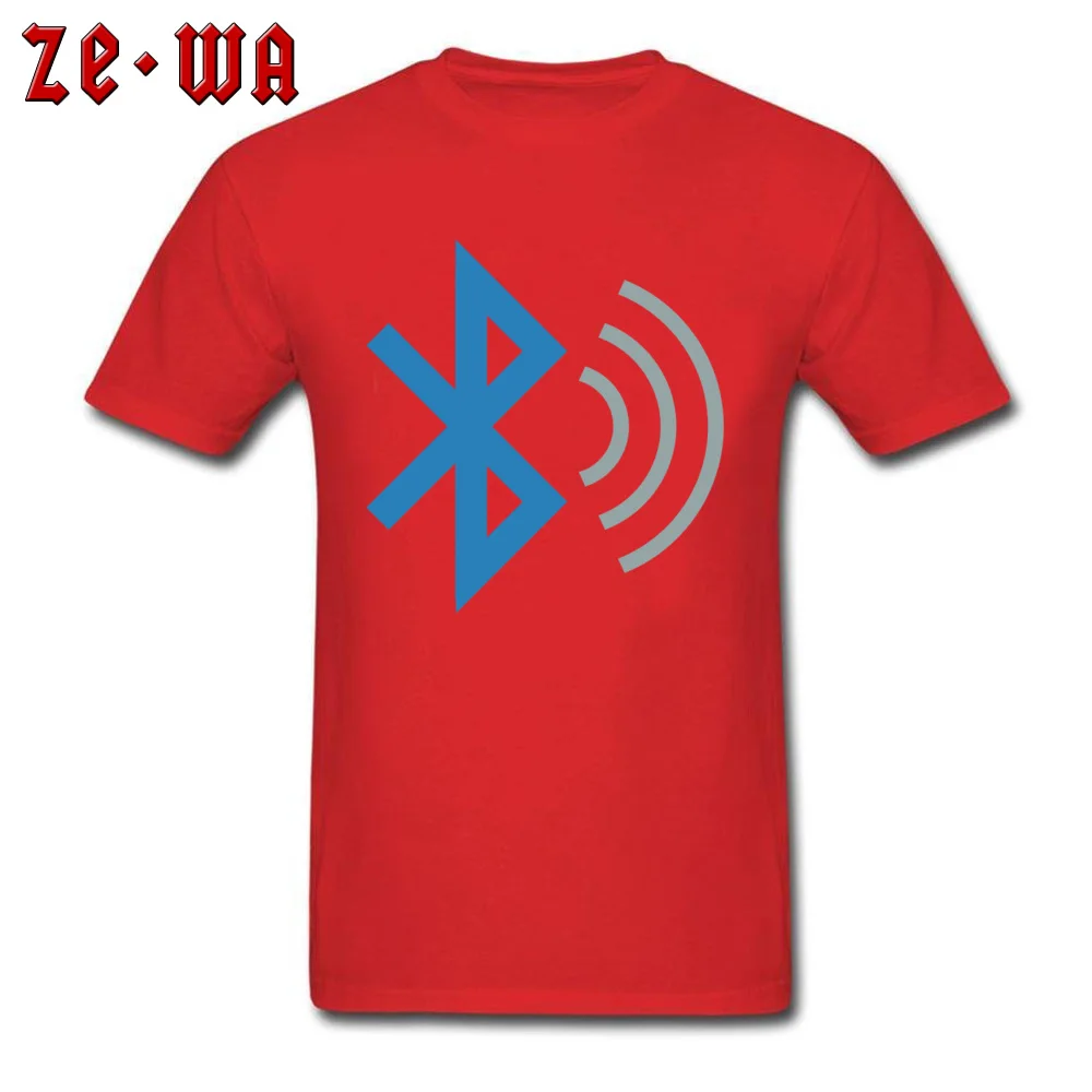 bluetooth 2 Custom Short Sleeve Tops Shirt Summer Fall Crew Neck 100% Cotton Mens T Shirts Custom T-Shirt Prevailing bluetooth 2 red