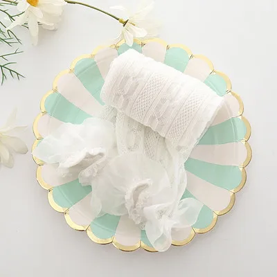 Одежда для новорожденных и маленьких девочек 1-2 лет, домашние сетчатые штаны, трикотажные детские колготки - Color: white