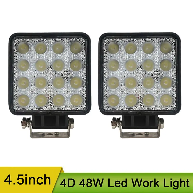 1 4 Inch 48W LED Work Light for Indicators Motorcycle Driving Offroad Boat Car Tractor Truck 4x4 SUV ATV Spot 12V 4.2 Inch 48W High Power Square LED Work Light 12V 24V Spot Flood For 4x4 Offroad ATV Truck