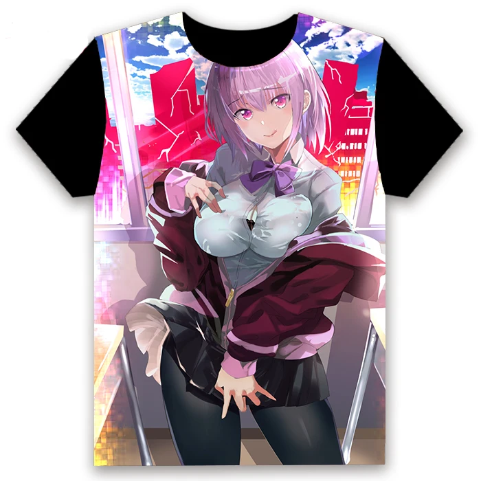 Мужская футболка черная с коротким рукавом и принтом в стиле аниме SSSS.GRIDMAN Shinjo Akane