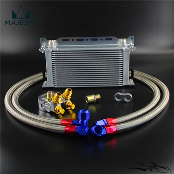 

19 Row Engine Oil Cooler +Thermostat 80 Deg Oil Filter Adapter+Mounting Bracket