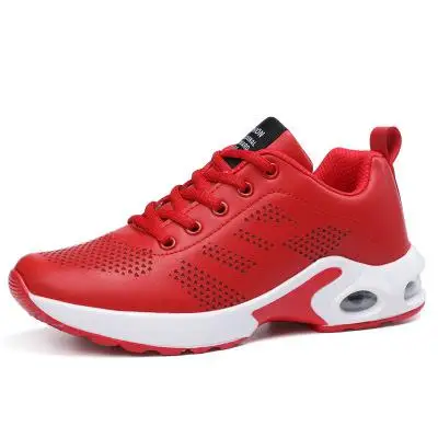 Г., модные корейские черные и красные женские кроссовки на платформе, белые кроссовки с дышащей сеткой, амортизирующая повседневная обувь женская обувь, tenis feminino - Цвет: leather  red