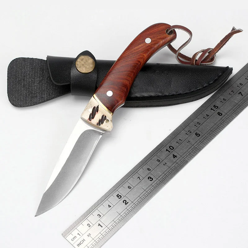 Comprar KKWOLF cuchillo de caza fijo táctico supervivencia cuchillos 440C hoja de madera huesos mango exterior north american Camping cuchillo EDC herramientas