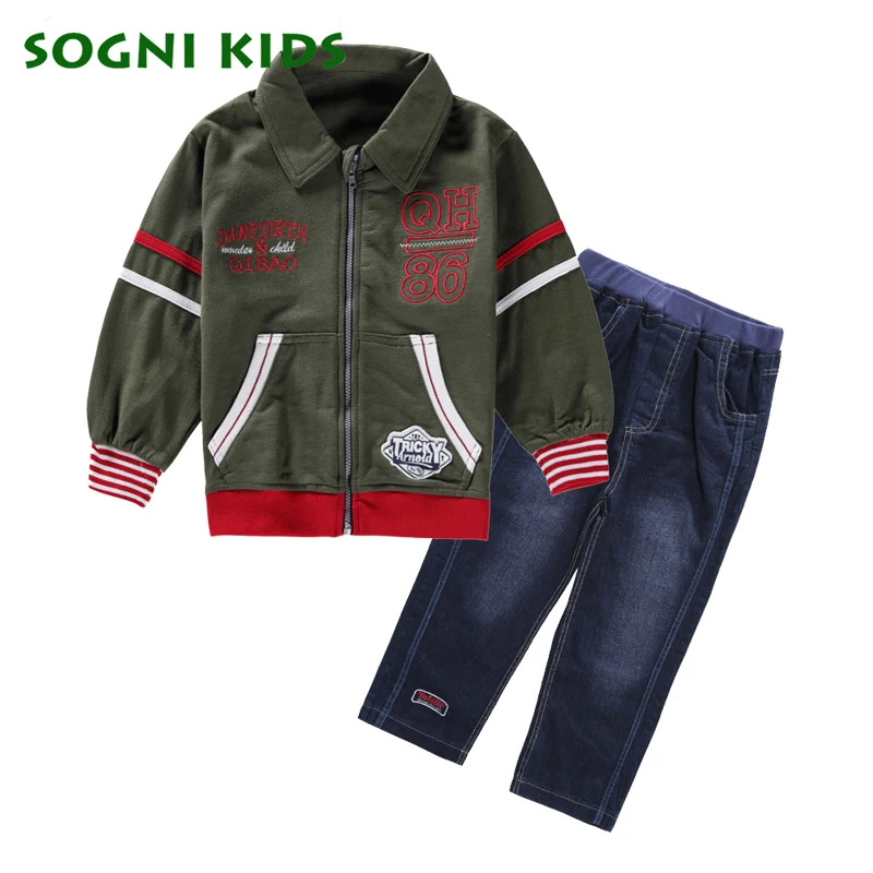 

Boys Girls Clothing Set Children Kids Sports Suit For Toddler Jeans Cotton Baby Child Clothes 2018 Outfit New Spring Tracksuit