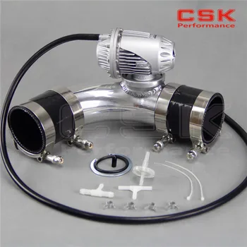 

SQV Blow Off Valve BOV IV 4+2.5''63mm 90 degree Flange Pipe +silicone Hose kit BLACK