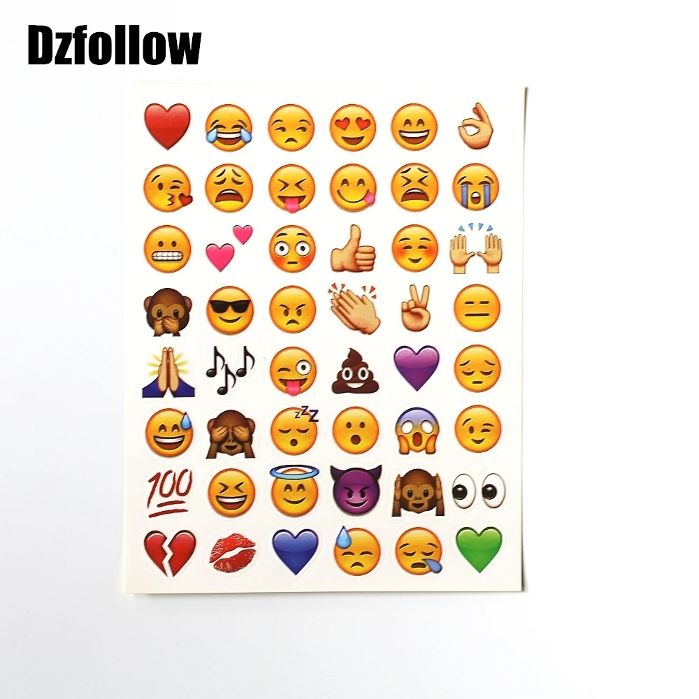 Dzfollow 5 sheets (48 Die Cut emoji stickers) sticker Most Popular