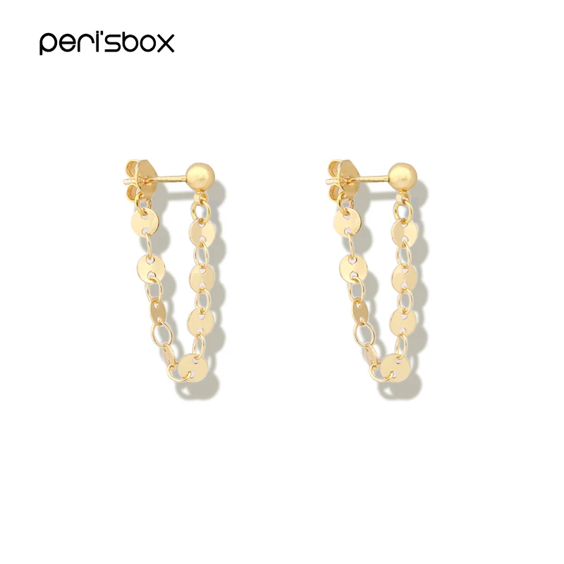 

Peri'sBox Simple 4mm Ball Coin Chain Ear Cuff Earrings for Women Minimalist Small Round Disc Earrings Statetment Wrap Earrings